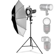 Kit Suporte Para Flash Speedlite Godox S2 Com Sombrinha E Tripé 2m Preto e Prata