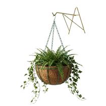 Kit Suporte Parede Dourado 24cm + Vaso Fibra de Coco 40cm Pendente