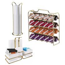 Kit Suporte Porta 40 Cápsulas Café Três Corações Organizador Copo Descartável e Mexedores Dourado - Future Kit Suporte Porta 40 Cápsulas Café Três Corações Organizador Copo Descartável e Mexedores Dourado - Future