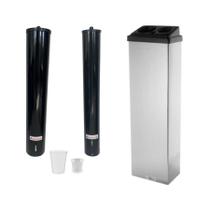 Kit Suporte Porta Copo Descartável Água E Café + Lixeira Conjugada Inox Kit Suporte Porta Copo Descartável Água E Café + Lixeira Conjugada Inox