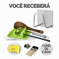 Kit Suporte Porta Esponja Bucha Inox Gancho Adesivo Organizador - Escolha Seu Kit