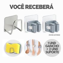 Kit Suporte Porta Esponja Bucha Inox Para Pia Cozinha - Escolha Seu Kit