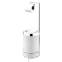 Kit Suporte Porta Papel Higiênico Com Lixeira 8L Tampa Basculante De Cozinha Banheiro Cromado - AMZ Kit Suporte Porta Papel Higiênico Com Lixeira 8L Tampa Basculante De Cozinha Banheiro Cromado - AMZ