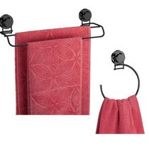 Kit Suporte Porta Toalha Argola Toalheiro Duplo Ventosa Parede Lavabo Banheiro Onix - Future