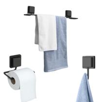 Kit Suporte Porta Toalha Banho Rosto Papeleira Fixação Dupla Face 3m Kit Suporte Porta Toalha Banho Rosto Papeleira Fixação Dupla Face 3m
