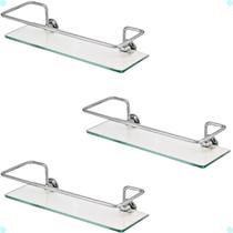 Kit Suporte Prateleira Porta Shampoo Reto Banheiro Vidro 6mm