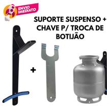 Kit Suporte Reforçado Suspenso Para Botijão 13Kg E Chave Facilitadora Para Troca De Bujão De Gás