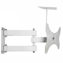 Kit Suporte Tv Tri Articulado 28 43 Suporte Receptor Branco - Spt Suportes