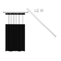 Kit Suporte Varão Banheiro 60 até 90 + Cortina Box Preta Kit Suporte Varão Banheiro 60 até 90 + Cortina Box Preta