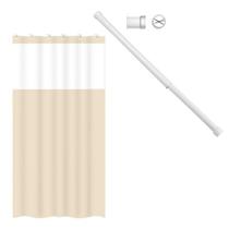 Kit Suporte Varão Banheiro 90 até 140 + Cortina Box Bege Kit Suporte Varão Banheiro 90 até 140 + Cortina Box Bege