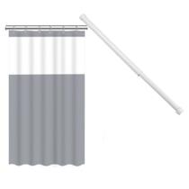 Kit Suporte Varão Banheiro 90 até 140 + Cortina Box Cinza Kit Suporte Varão Banheiro 90 até 140 + Cortina Box Cinza