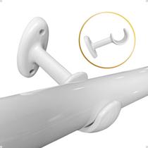 Kit Suporte Varão Comum Simples 19mm Cortina Ilhós Argola Com Base Instalação Parede 2 á 5 Un