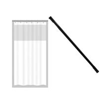 Kit Suporte Varão Preto Banheiro 60x90cm +Cortina Box Branco Kit Suporte Varão Preto Banheiro 60x90cm +Cortina Box Branco