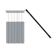 Kit Suporte Varão Preto Banheiro 60x90cm + Cortina Box Cinza Kit Suporte Varão Preto Banheiro 60x90cm + Cortina Box Cinza