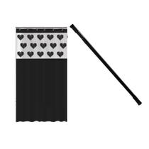 Kit Suporte Varão Preto Banheiro 60x90cm Cortina Box Coração Kit Suporte Varão Preto Banheiro 60x90cm Cortina Box Coração