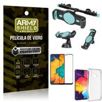 Kit Suporte Veicular 3 em 1 Galaxy A30 + Película 3D + Capa Anti Impacto - Armyshield