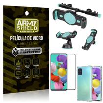 Kit Suporte Veicular 3 em 1 Galaxy A51 + Película 3D + Capa Anti Impacto - Armyshield