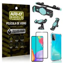 Kit Suporte Veicular 3 em 1 Galaxy A52 + Película 3D + Capa Anti Impacto - Armyshield