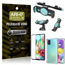 Kit Suporte Veicular 3 em 1 Galaxy A71 + Película 3D + Capa Anti Impacto - Armyshield