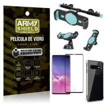 Kit Suporte Veicular 3 em 1 Galaxy S10 Plus + Película 3D + Capa Anti Impacto - Armyshield