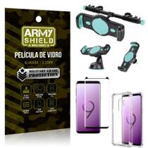 Kit Suporte Veicular 3 em 1 Galaxy S9 Plus + Película 3D + Capa Anti Impacto - Armyshield