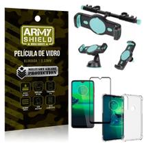 Kit Suporte Veicular 3 em 1 Moto G8 Plus + Película 3D + Capa Anti Impacto - Armyshield