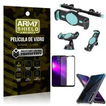 Kit Suporte Veicular 3 em 1 Moto One Macro + Película 3D + Capa Anti Impacto - Armyshield