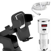 Kit Suporte Veicular Firme e Estável para Gps e Carregador de Carro Turbo 40w Acompanha Cabo