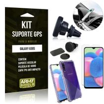 Kit Suporte Veicular Magnético Galaxy A30S Suporte +Capinha Anti Impact +Película Vidro - Armyshield