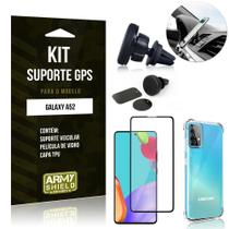 Kit Suporte Veicular Magnético Galaxy A52 + Capa Anti Impacto +Película Vidro 3D - Armyshield