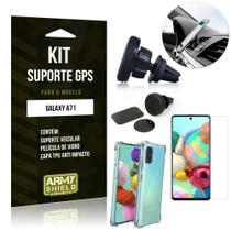 Kit Suporte Veicular Magnético Galaxy A71 Suporte +Capinha Anti Impacto +Película Vidro - Armyshield