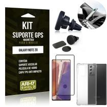 Kit Suporte Veicular Magnético Galaxy Note 20 + Capa Anti Impacto +Película Vidro 3D - Armyshield