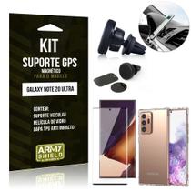Kit Suporte Veicular Magnético Galaxy Note 20 Ultra + Capa Anti Impacto +Película Vidro 3D - Armyshield