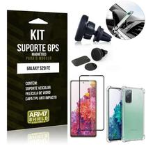 Kit Suporte Veicular Magnético Galaxy S20 FE + Capa Anti Impacto +Película Vidro 3D - Armyshield