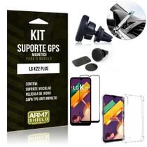 Kit Suporte Veicular Magnético LG K22 Plus + Capinha Anti Impacto + Película Vidro 3D - Armyshield
