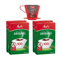 Kit Suporte Vermelho para Filtro 100 + 4 caixas de filtro Melitta 100