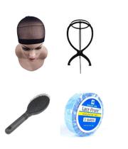 Kit Suporte + Wig Cap + Escova + Fita Azul Lace Front Peruca Kit Suporte + Wig Cap + Escova + Fita Azul Lace Front Peruca