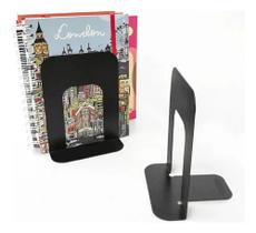 Kit Suportes De Livros De Metal Organizador Biblioteca 2 Pçs Cor:Preto
