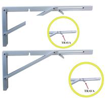 Kit Suportes Mão Francesa Dobrável Retrátil Reforçada 40cm
