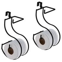 Kit Suportes Porta Papel Higiênico Duplo Para Caixa Acoplada Banheiro Preto Fosco - Future Kit Suportes Porta Papel Higiênico Duplo Para Caixa Acoplada Banheiro Preto Fosco - Future