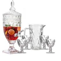 Kit Suqueira 4,5l Jarra1L e 4 Taças Diamante Clear Vidro Kit Suqueira 4,5l Jarra1L e 4 Taças Diamante Clear Vidro