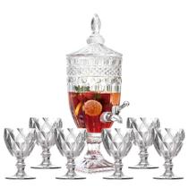 Kit Suqueira Cristal 5L + Taças Água Diamante total 7pçs