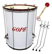 Kit Surdo Gope Alumínio 60Cm 18 Pele Couro + Baqueta + Tripé