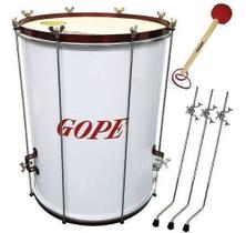 Kit Surdo Gope Madeira 60cm 18 Pele Couro C/ Tripé + Baqueta