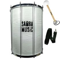 Kit Surdo Madeira Samba Music 60X20 Branco Wood Pele Animal