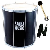 Kit Surdo Madeira Samba Music 60X20 Preto Pele Animal