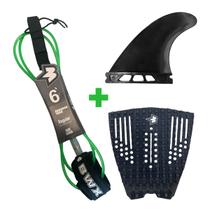 Kit Surf Completo Banana Wax Deck Leash 6 Pés Quilha Futures Cor do Leash:Verde Escuro Kit Surf Completo Banana Wax Deck Leash 6 Pés Quilha Futures Cor do Leash:Verde Escuro