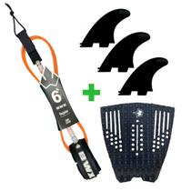 Kit Surf Completo Banana Wax Deck Leash 6 pés Triquilha FCS2 Cor do Leash:Laranja Kit Surf Completo Banana Wax Deck Leash 6 pés Triquilha FCS2 Cor do Leash:Laranja