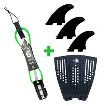 Kit Surf Completo Banana Wax Deck Leash 6 pés Triquilha FCS2 Cor do Leash:Verde Fluor Kit Surf Completo Banana Wax Deck Leash 6 pés Triquilha FCS2 Cor do Leash:Verde Fluor