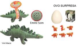 Kit Surpresa Dinossauro de Vinil Macio Grande com Som + Ovo de Dino que Nasce na Água
